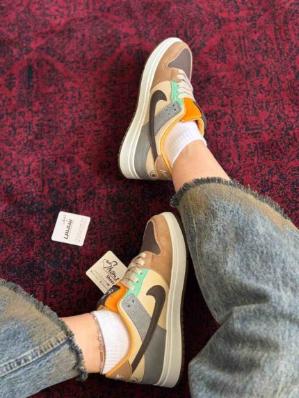 کتونی ساقدار نایک ایر جردن قهوه ای Nike Air Jordan long brown